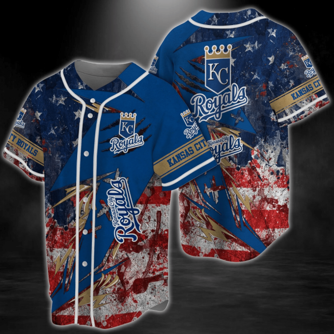 Kansas City Royals Mlb Baseball Jersey Shirt With Us Flag 2