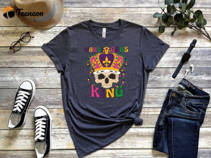 Shop Stylish King T-Shirt &Amp;Amp; Mardi Gras Shirts: Skull Skeleton Fleur De Lis Fat Tuesday Carnival &Amp;Amp; Gothic Party Tees 1