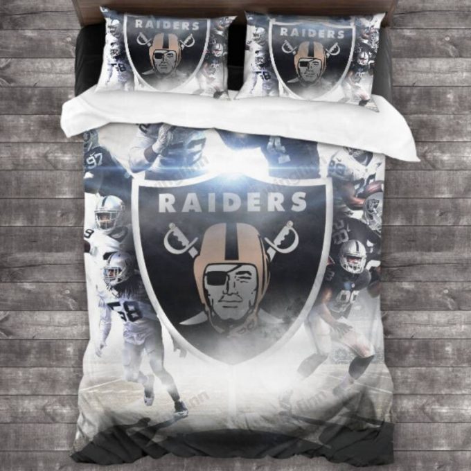 Premium Las Vegas Raiders Bedding Set Gift For Fans: 3Pcs Duvet Cover &Amp;Amp; Pillow Cases - Perfect Gift For Fans 1