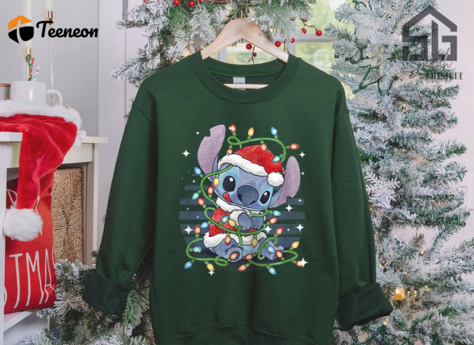 Spread Holiday Cheer With Lilo And Stitch Christmas Shirt - Festive Disney Apparel 1