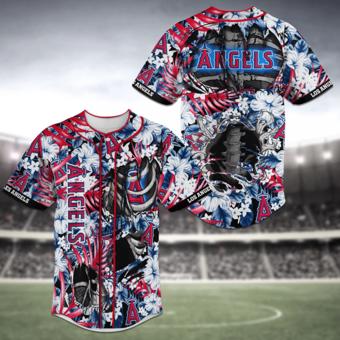 Los Angeles Angels Mlb Baseball Jersey Shirt Skeleton 2