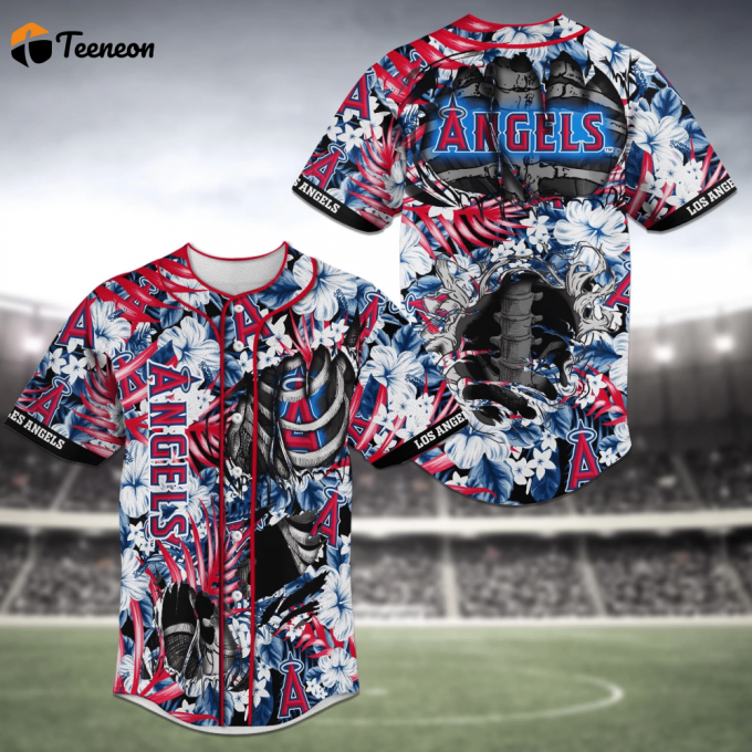 Los Angeles Angels Mlb Baseball Jersey Shirt Skeleton 1