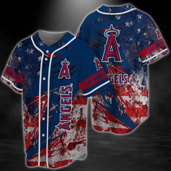 Los Angeles Angels Mlb Baseball Jersey Shirt Us Flag 2