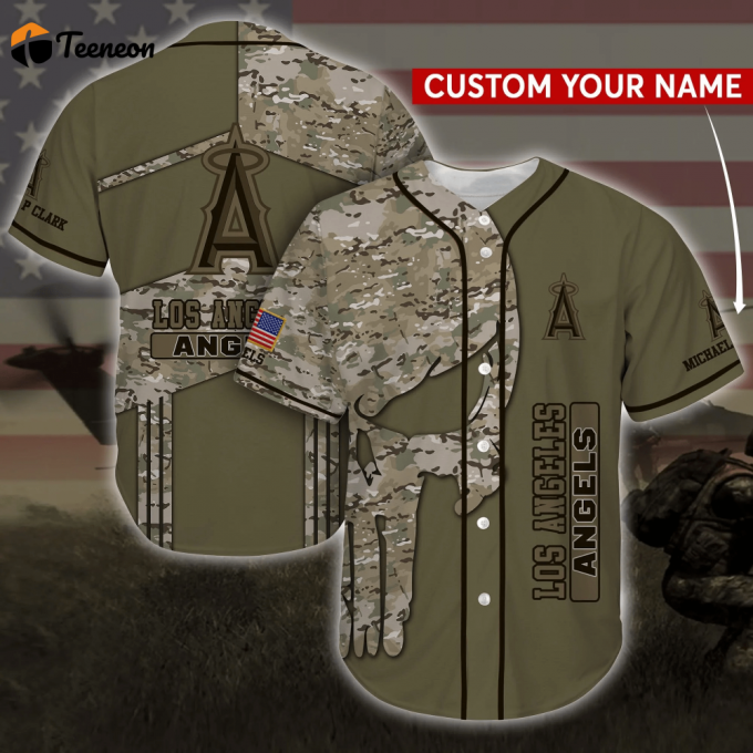 Los Angeles Angels Mlb Personalized Baseball Jersey Shirt Camo 1