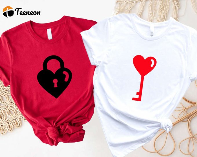 Unlock Love With Key-Shaped Shirts: Valentine S Day Matching Couple His And Hers Attire 1