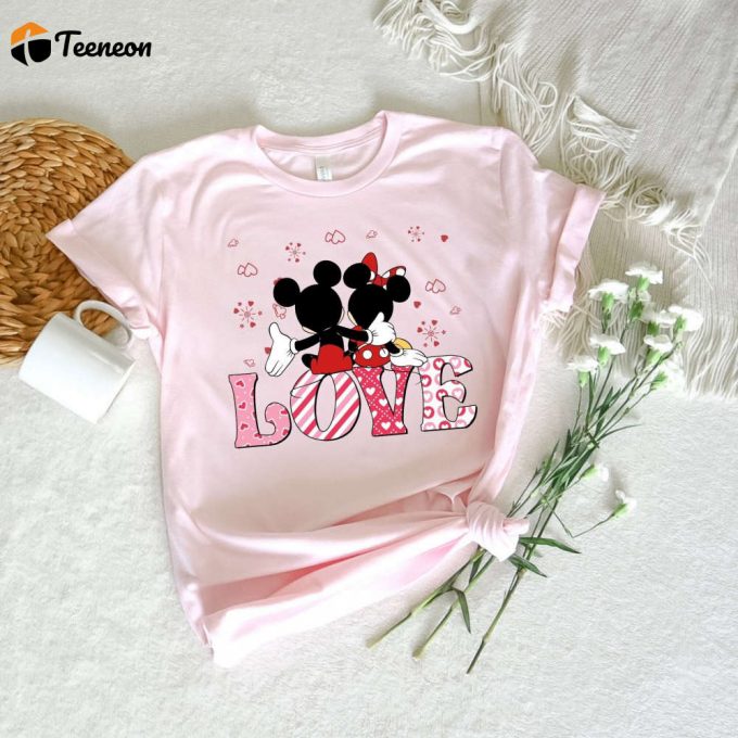 Love T-Shirt Disney Sweatshirt Couple Shirt Valentine Sweatshirt Mickey Mouse &Amp;Amp; Minnie Mouse Shirts - Heart Cartoon Love Tees 1