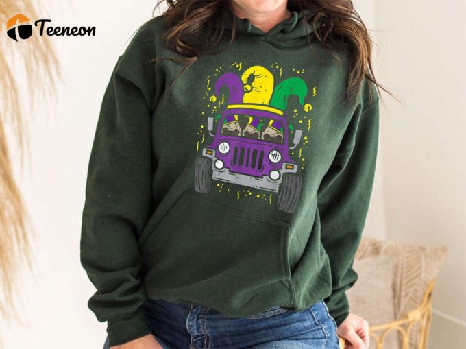 Mardi Gras Jeep Shirt: Carnival Party T-Shirt For Women &Amp;Amp; Unisex Sweatshirt 1