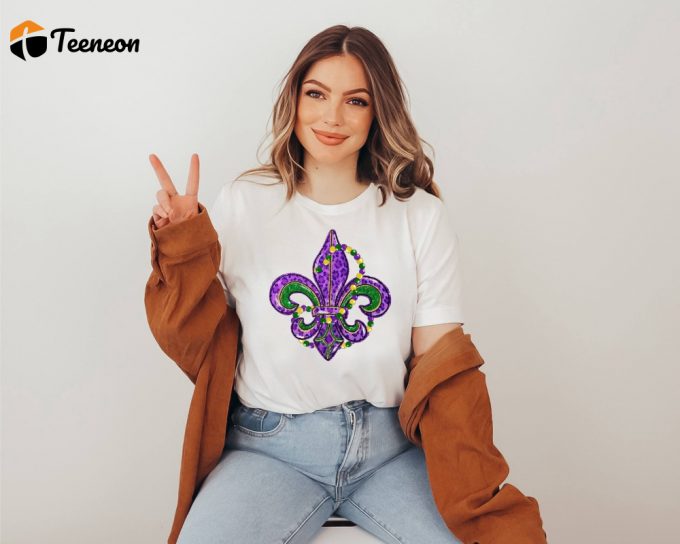 Vibrant Mardi Gras T-Shirt: Celebrate With Nola Fleur De Lis &Amp;Amp; Carnival Shirts! Perfect Fat Tuesday Shirt &Amp;Amp; Festival Attire For Her 1