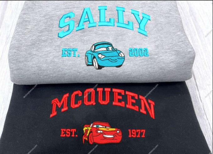 Disney Cars Mcqueen Mater Sally Embroidered Shirt: Rev Up Your Style With This Pixar-Inspired Tee! 2