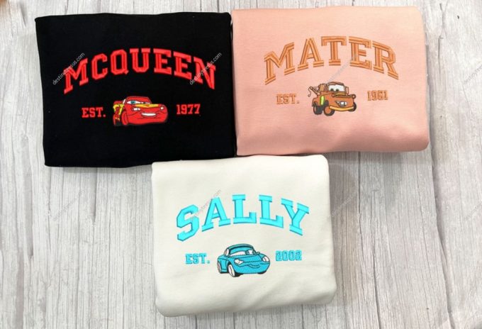 Disney Cars Mcqueen Mater Sally Embroidered Shirt: Rev Up Your Style With This Pixar-Inspired Tee! 3