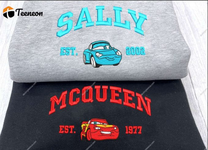 Disney Cars Mcqueen Mater Sally Embroidered Shirt: Rev Up Your Style With This Pixar-Inspired Tee! 1