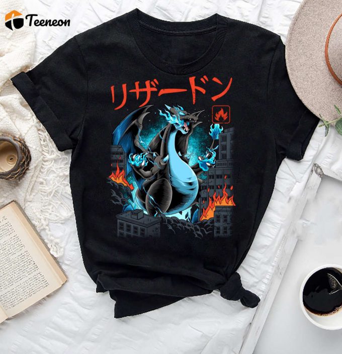 Japanese Monster Charizard Kaiju T-Shirt - Fan Gift For Pokemon Mega Charizard Fans 1