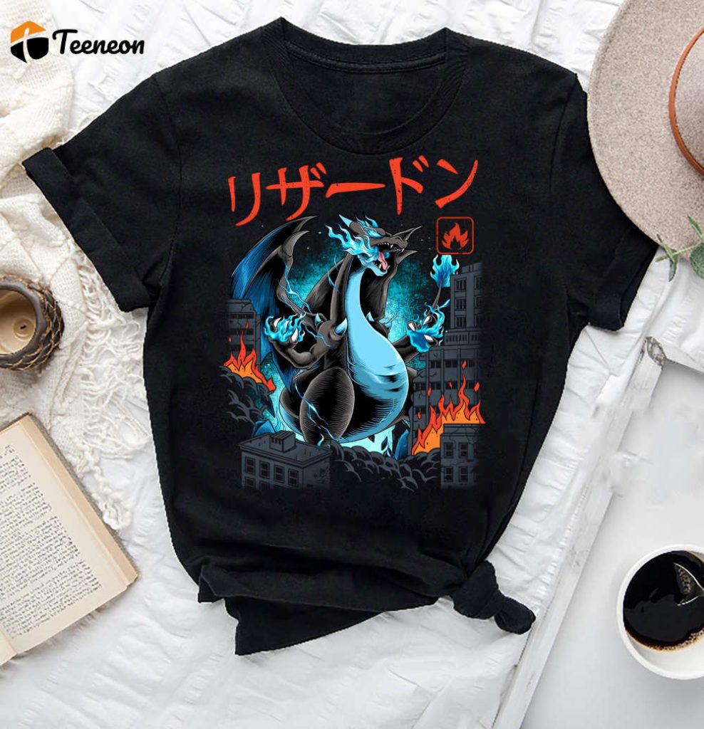 Japanese Monster Charizard Kaiju T-Shirt - Fan Gift For Pokemon Mega Charizard Fans 2