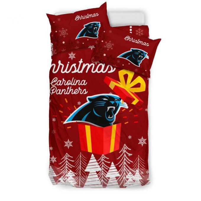 Merry Christmas Carolina Panthers 3Pcs Bedding Set Gift For Fans - Perfect Gift For Fans! 1