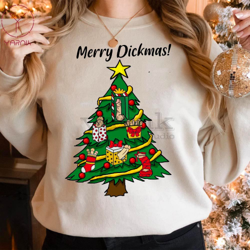 Merry Dickmas: Festive Christmas Tree Sweatshirt – Spread Holiday Cheer with this Comfy & Trendy Apparel!