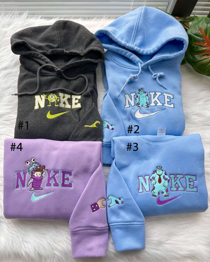 Mi Ke Sully B Oo Crewneck Hoodie: Embroidered Monsters Inc Sweatshirt Couples Gift 2