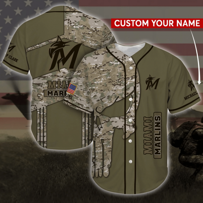 Miami Marlins Mlb Personalized Baseball Jersey Shirt Camo For Fans 2