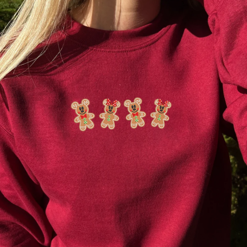 Minnie Gingerbread Embroidered Sweatshirt: Festive Style with Disney Magic!