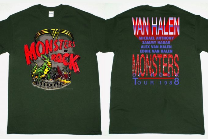 Vintage 1988 Van Halen Monsters Of Rock Tour T-Shirt - Classic 80S Rock Tour Shirt 2