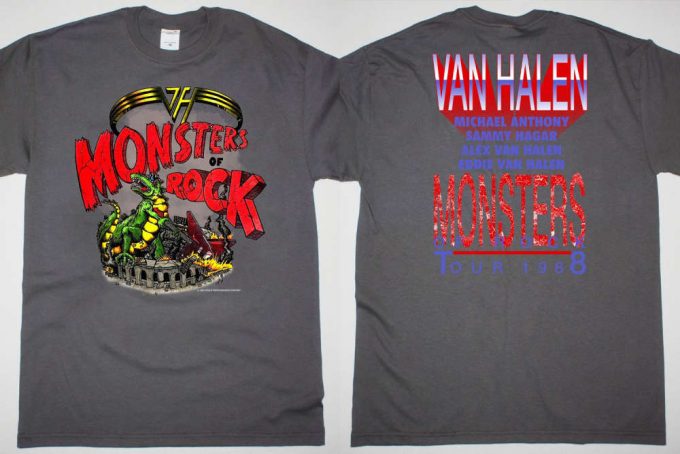 Vintage 1988 Van Halen Monsters Of Rock Tour T-Shirt - Classic 80S Rock Tour Shirt 3