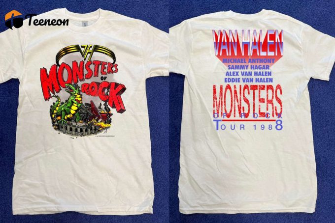 Vintage 1988 Van Halen Monsters Of Rock Tour T-Shirt - Classic 80S Rock Tour Shirt 1