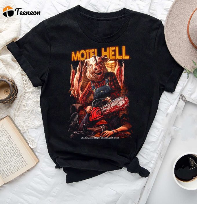 Motel Hell Checking Out Is Hell T-Shirt: Vintage Horror Movie Shirt &Amp;Amp; Fan Gifts 1