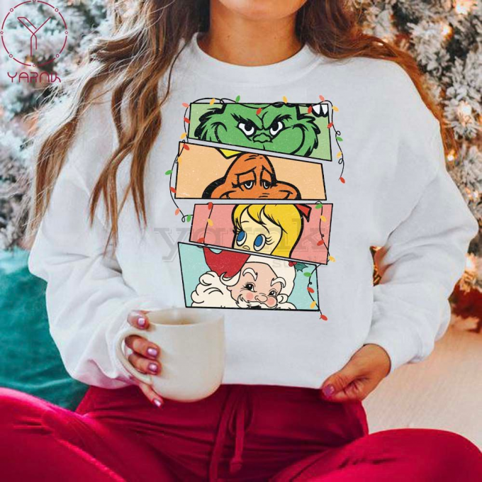 Get Festive With Mr Grinch And Santa Christmas Printed Sweatshirt - Limited Edition Holiday Apparel 2