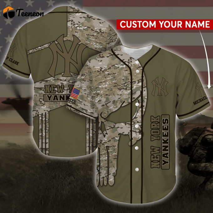 New York Yankees Mlb Personalized Personalized Name Baseball Jersey Shirt Camo 1