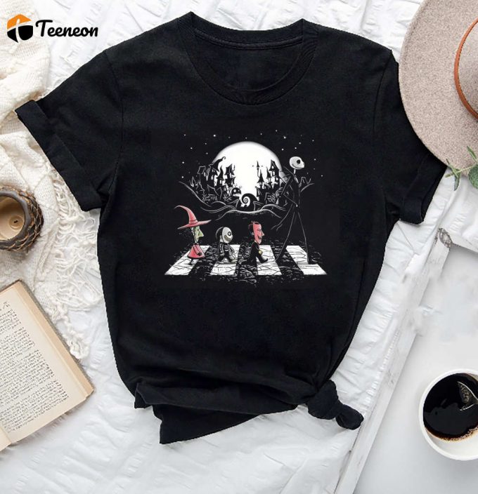 Vintage Nightmare Before Christmas Abbey Road T-Shirt: Spooky Jack Skellington Halloween Shirt 1