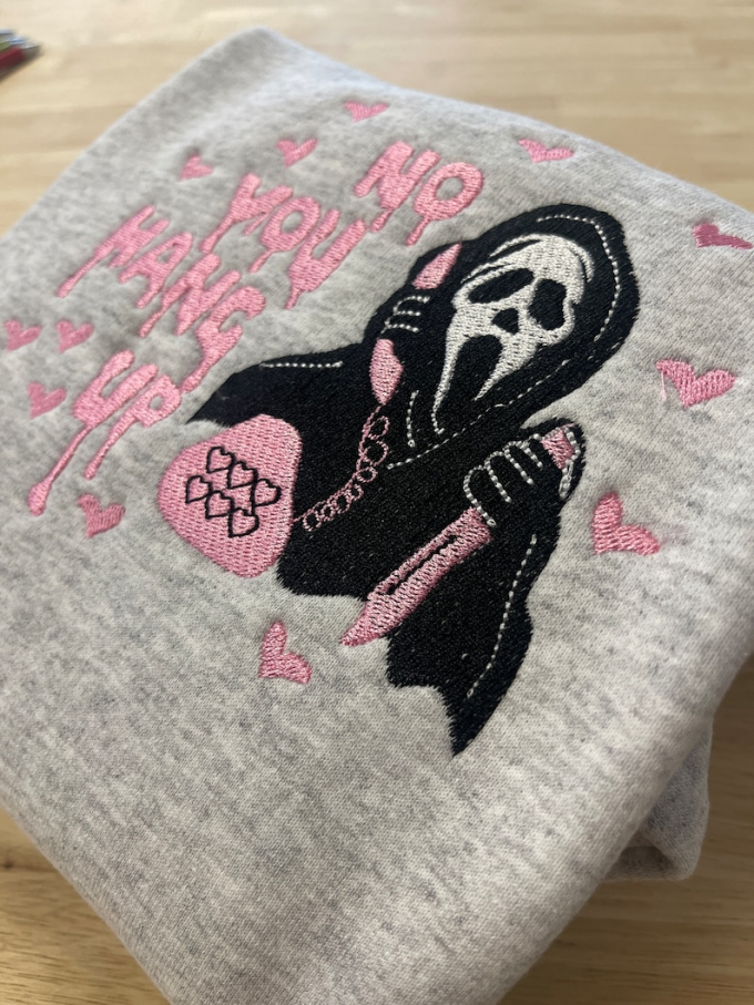 Ghostface Scream Embroidered Shirt: Unique Gift For Men &Amp; Women – No You Hang Up, Gift For Men Women 2