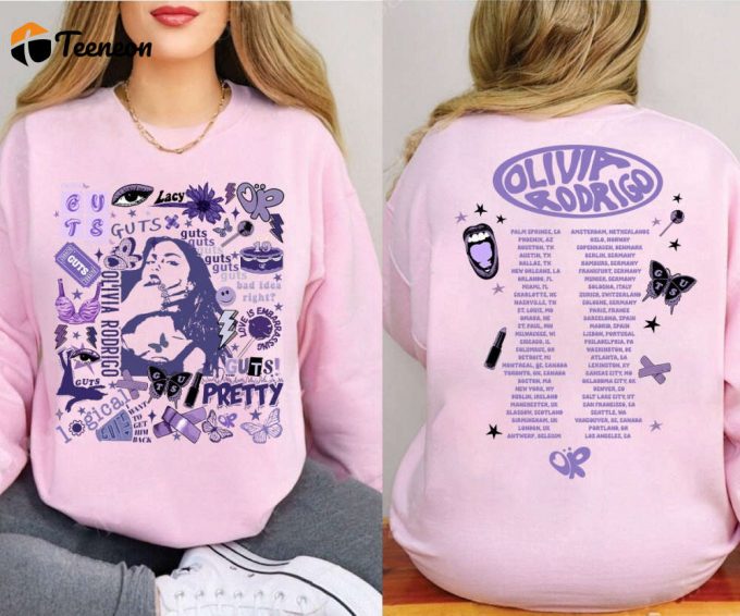 Olivia Rodrigo Guts Tour 2024 Sweatshirt: Shop Guts World Tour Shirt T-Shirt Sweater &Amp;Amp; Music Shirt 1