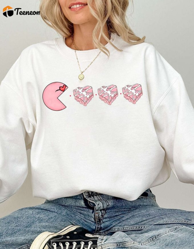 Pacman I Love You Heart Sweatshirt - Funny Valentine S Day Shirthirt 1