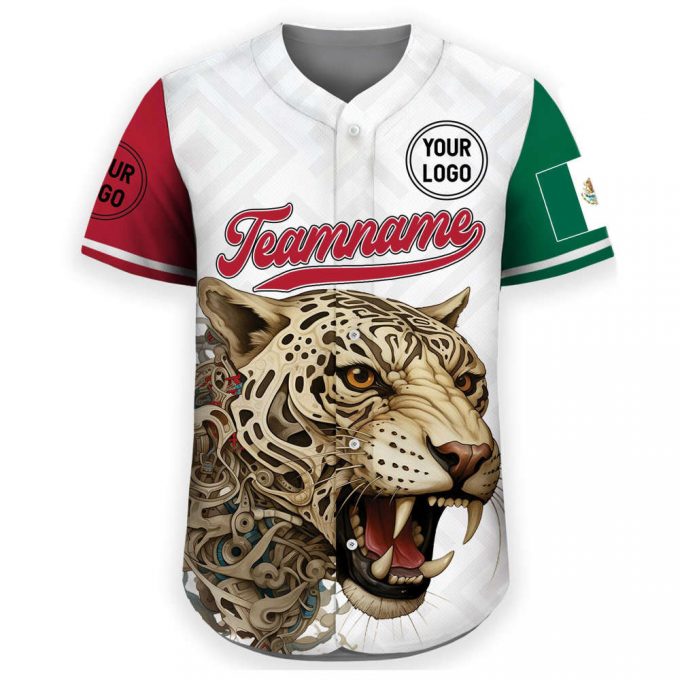 Custom Mexico Baseball Jersey With Personalized Name Mexican Leopard Design For Men Women Youth &Amp; Kids Game Day Outfit For Baseball Fans 2