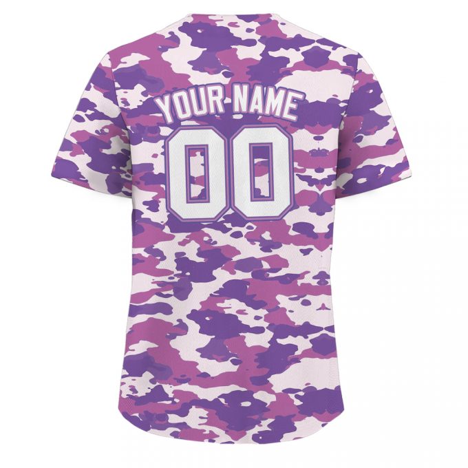 Custom Purple Camo Baseball Jersey: Personalized Gift For Fans Teamname Name Number Men Women Youth Custom Jerseys Shirt 2