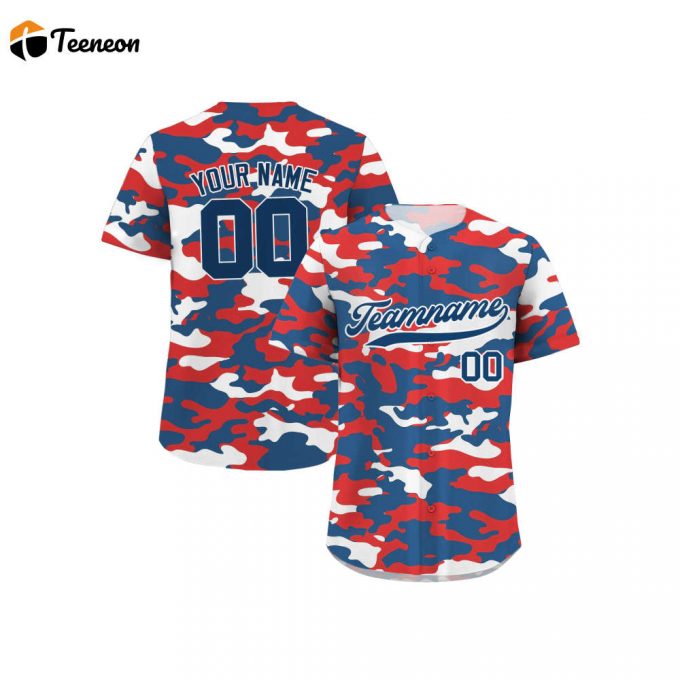 Custom Camo Baseball Jersey With Personalized Teamname Name &Amp;Amp; Number Perfect Gifts For Baseball Fans Men Women Youth Jerseys In Navy Red Prints 1