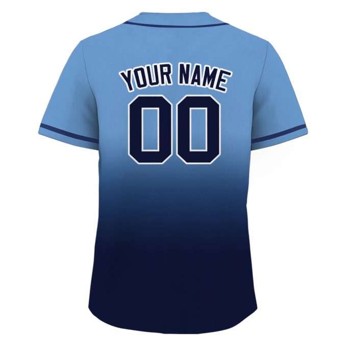 Custom Personalized Gradient Baseball Jersey - Teamname Name Number Blue Navy Jerseys For Men Women Youth - Perfect Gifts For Baseball Fans! 2