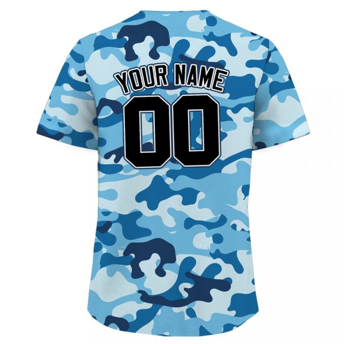 Custom Light Blue Camo Baseball Jersey With Teamname Name Number - Perfect Gifts For Baseball Fans Men Women Youth Jerseys Shirt 2