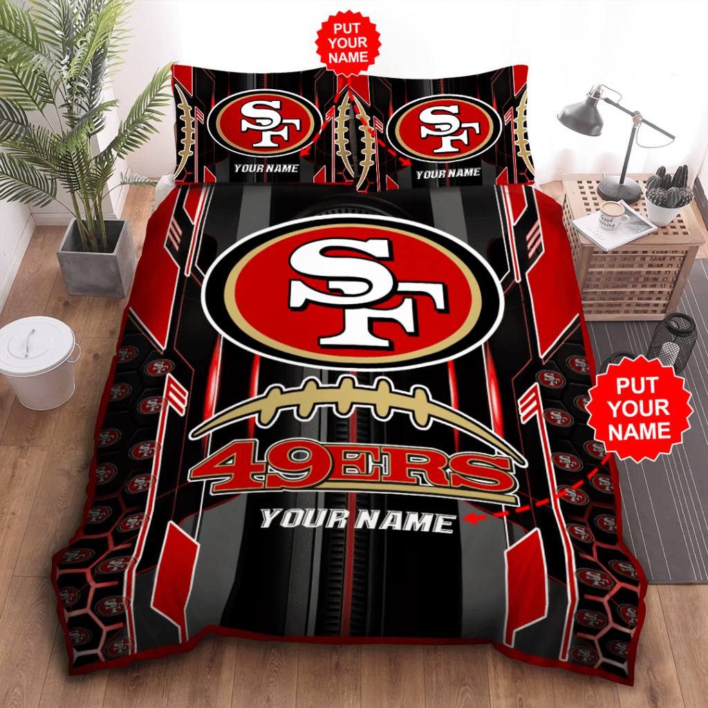 San Francisco 49Ers Beehive Pattern 3D Bedding Set Gift For Fans - Personalized Gift For Fans In Black And Red 2