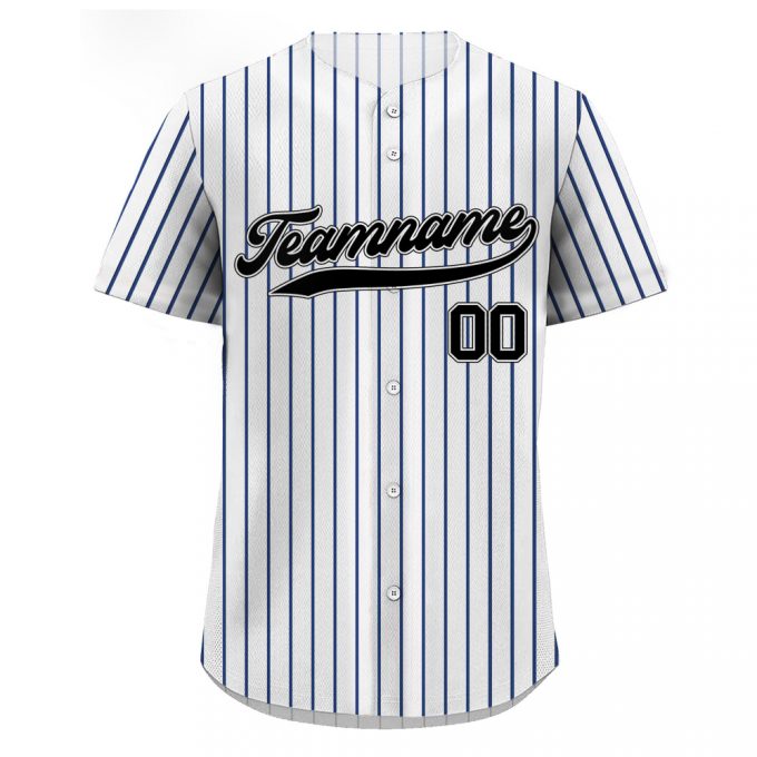 Personalized Pinstripe Baseball Jersey With Custom Teamname Name And Number Men Women Youth Jerseys Ideal Fan Gift Printed In White Black Navy 2