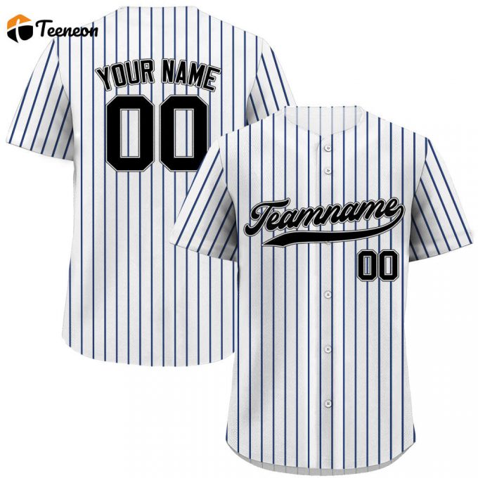 Personalized Pinstripe Baseball Jersey With Custom Teamname Name And Number Men Women Youth Jerseys Ideal Fan Gift Printed In White Black Navy 1