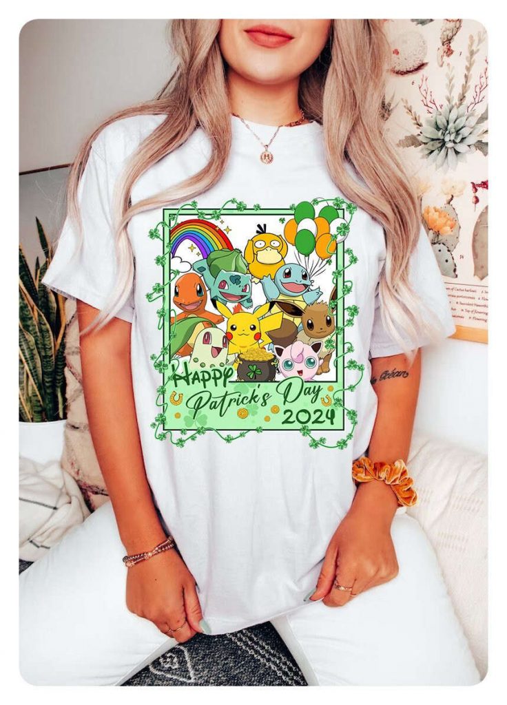 Pokemon St Patrick S Day Shirt: Pikachu Shamrock Irish Happy Saint Patrick S Day Eevee Gengar 5