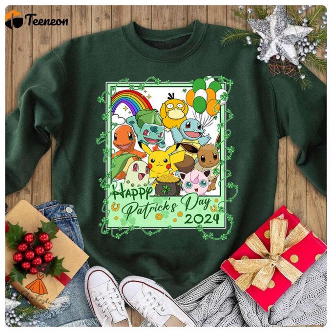 Pokemon St Patrick S Day Shirt: Pikachu Shamrock Irish Happy Saint Patrick S Day Eevee Gengar 1