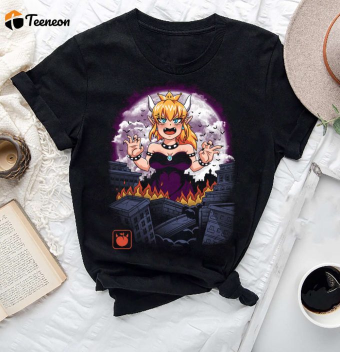 Princess Bowsette Kaiju T-Shirt: Super Mario Fan Gift Vintage Design 1