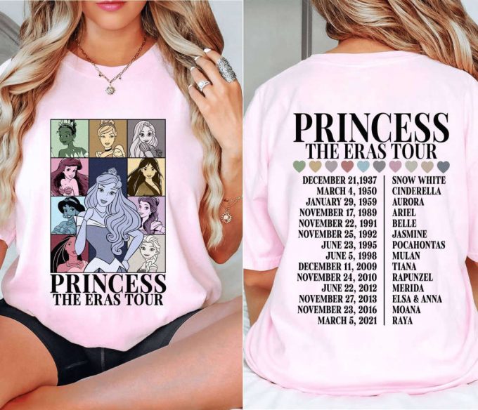 Disneyland Princess Tour Tee: Princess Eras Characters Shirt For Girls - Perfect Birthday Gift 2