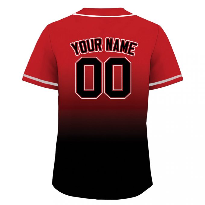 Custom Baseball Jersey: Black Red Gradient Print With Teamname Name &Amp; Number Unisex Jerseys Shirt For Men Women Youth Perfect Gifts For Baseball Fans 2