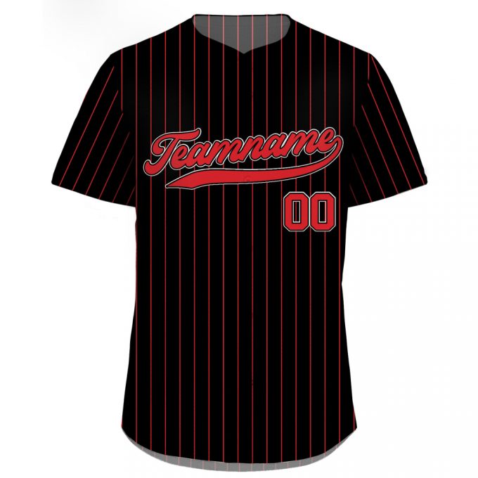 Custom Printed Black Red Pinstripe Baseball Jersey Personalized Teamname Name Number Jerseys For Men Women Youth Perfect Gifts For Baseball Fans 2