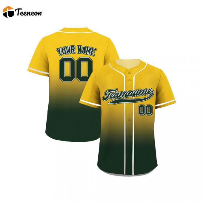 Custom Black Yellow Gradient Baseball Jersey Personalized Teamname Name Number Unisex Jerseys For Men Women Youth Perfect Gifts For Baseball Fans 1