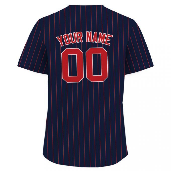 Custom Printed Navy Red Pinstripe Baseball Jersey Personalized Teamname Name Number Men Women Youth Perfect Gifts For Baseball Fans 2