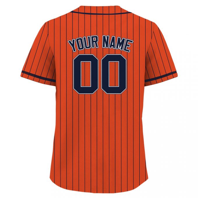 Custom Printed Orange Navy Pinstripe Baseball Jersey With Teamname Personalized Name Number Men Women Youth Perfect Gift For Baseball Fans 2