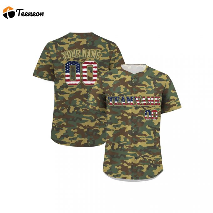 Get Your Custom Printed Personalized Brown Camo Baseball Jersey With Teamname Name Number - Perfect Gifts For Baseball Fans! Premium Custom Jerseys Shirt For Men Women &Amp;Amp; Youth 1